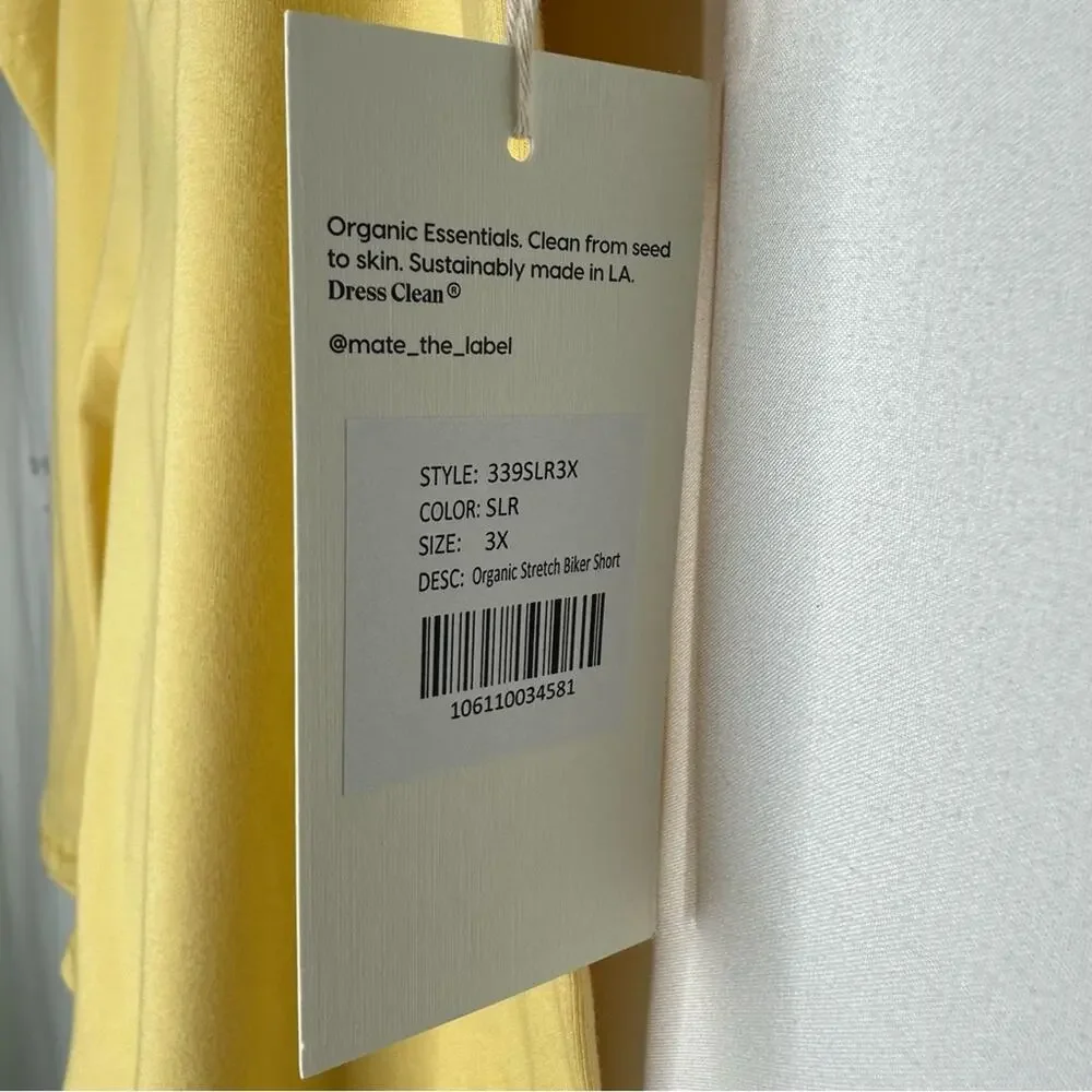 MATE the LABEL Organic Stretch Biker Shorts Yellow NWT in 3X - Picture 4 of 5
